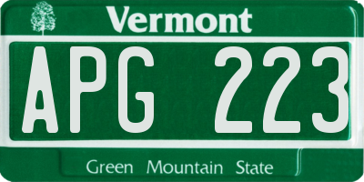 VT license plate APG223