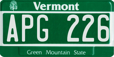VT license plate APG226