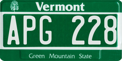 VT license plate APG228