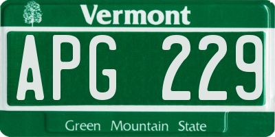 VT license plate APG229