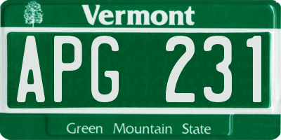VT license plate APG231