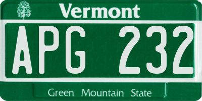 VT license plate APG232