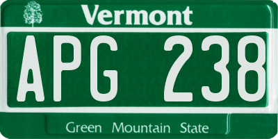 VT license plate APG238