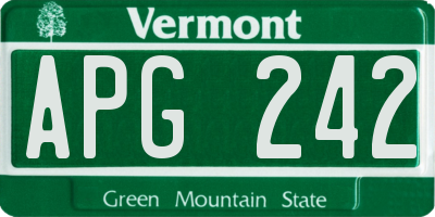 VT license plate APG242