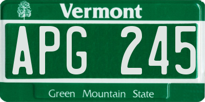 VT license plate APG245