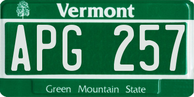 VT license plate APG257