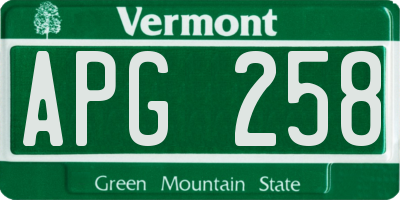 VT license plate APG258