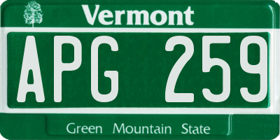 VT license plate APG259