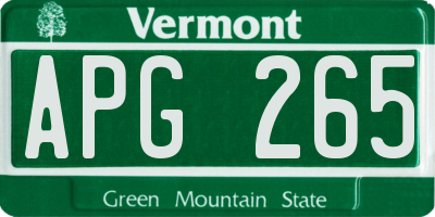 VT license plate APG265