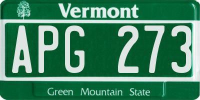 VT license plate APG273