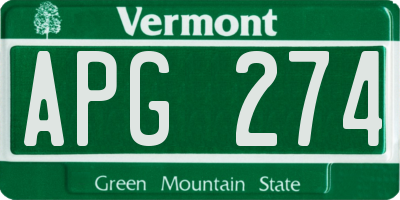 VT license plate APG274