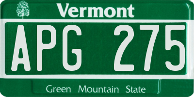 VT license plate APG275