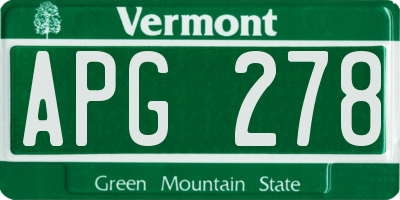 VT license plate APG278