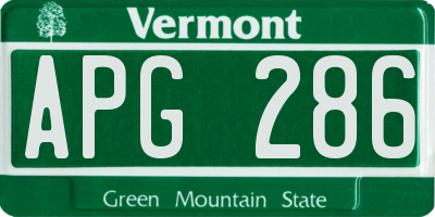 VT license plate APG286