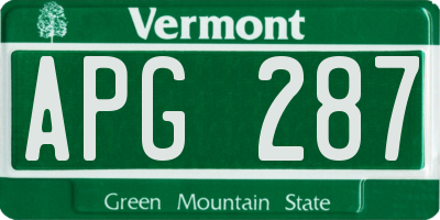 VT license plate APG287