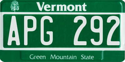 VT license plate APG292