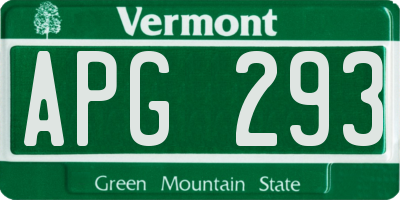 VT license plate APG293