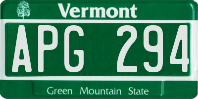 VT license plate APG294