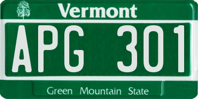 VT license plate APG301