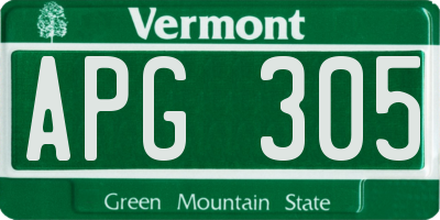 VT license plate APG305