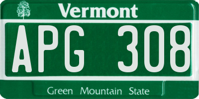 VT license plate APG308
