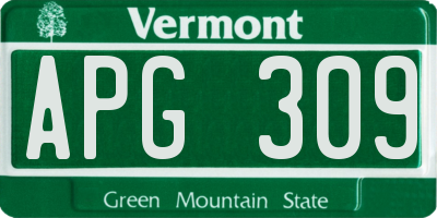 VT license plate APG309