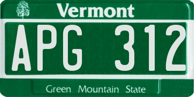 VT license plate APG312