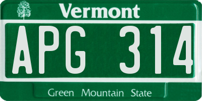 VT license plate APG314