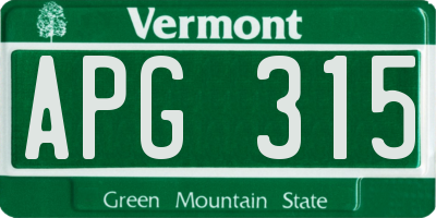 VT license plate APG315