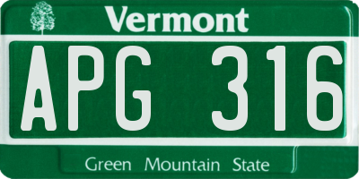 VT license plate APG316