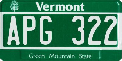 VT license plate APG322