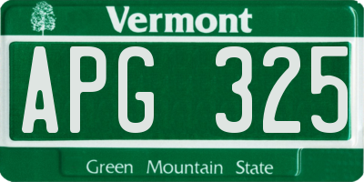 VT license plate APG325