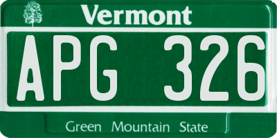 VT license plate APG326