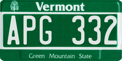 VT license plate APG332
