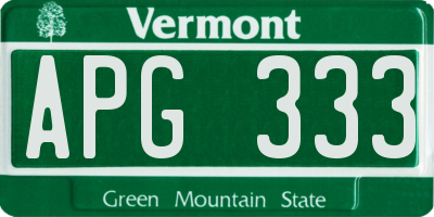 VT license plate APG333