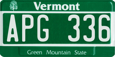 VT license plate APG336