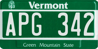 VT license plate APG342