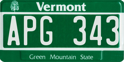 VT license plate APG343