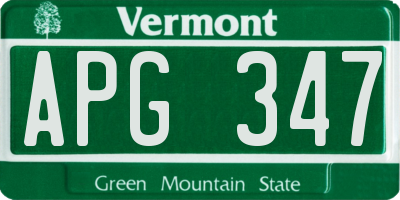 VT license plate APG347