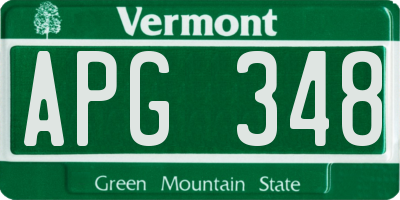 VT license plate APG348