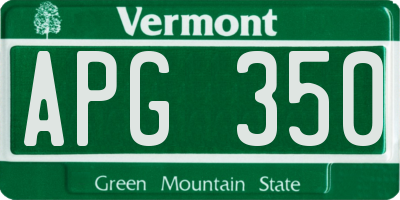 VT license plate APG350