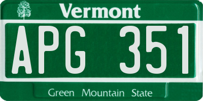 VT license plate APG351