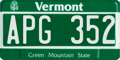 VT license plate APG352