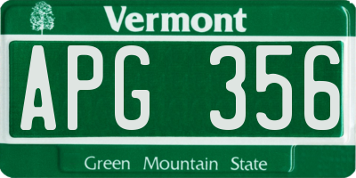 VT license plate APG356
