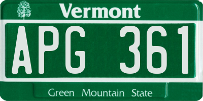 VT license plate APG361