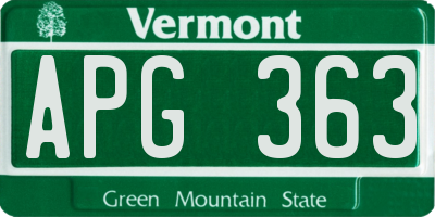VT license plate APG363