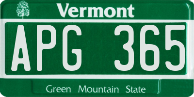 VT license plate APG365
