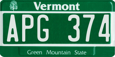 VT license plate APG374