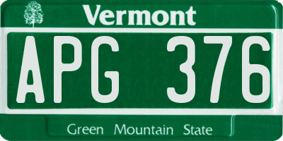 VT license plate APG376