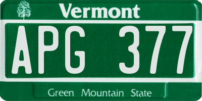 VT license plate APG377
